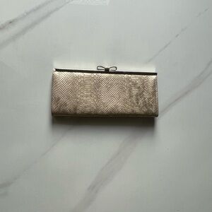 International Concepts Gold Snakeskin Mini Clutch Bag with Bow Detail